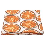 IKEA TORVFLY OBRUS KREMOWY ZE WZOREM W POMARAŃCZE 145x240 CM