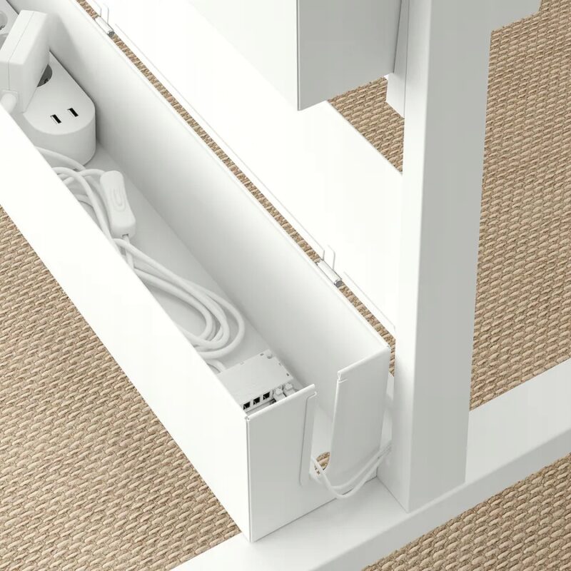 IKEA MITTZON RAMA Z PÓŁKA EKSP/POJEMNIK NA KABLE, BIAŁY, 85X205 CM - obrazek 5