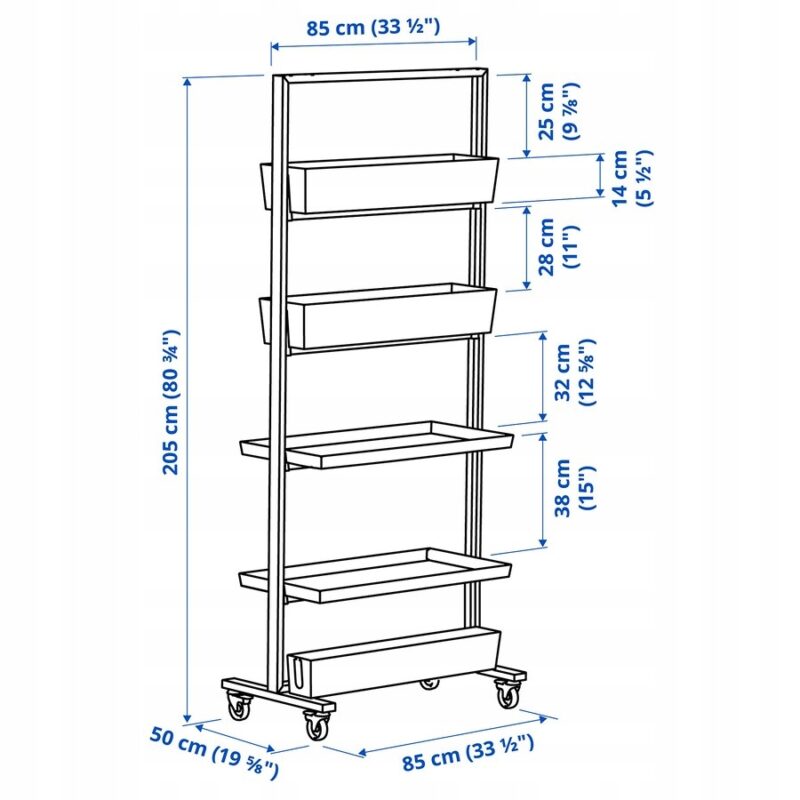 IKEA MITTZON RAMA Z PÓŁKA EKSP/POJEMNIK NA KABLE, BIAŁY, 85X205 CM - obrazek 2
