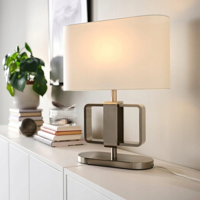 LAMPA STOŁOWA UPPVIND NIKLOWANA / BIAŁA 47 cm - obrazek 2