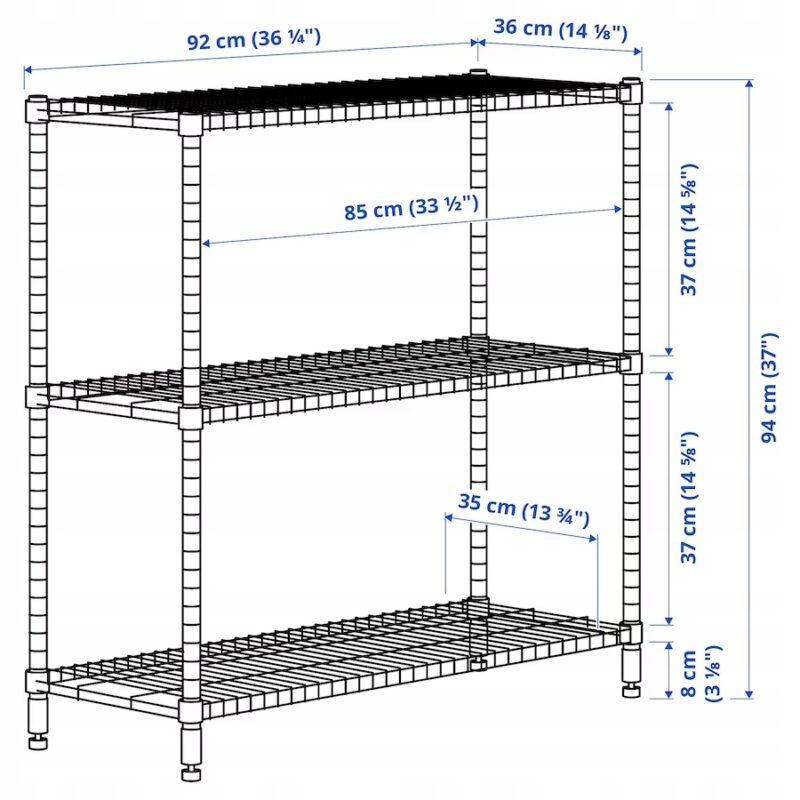 IKEA OMAR Regał szarozielony 92x36x94 cm - obrazek 2