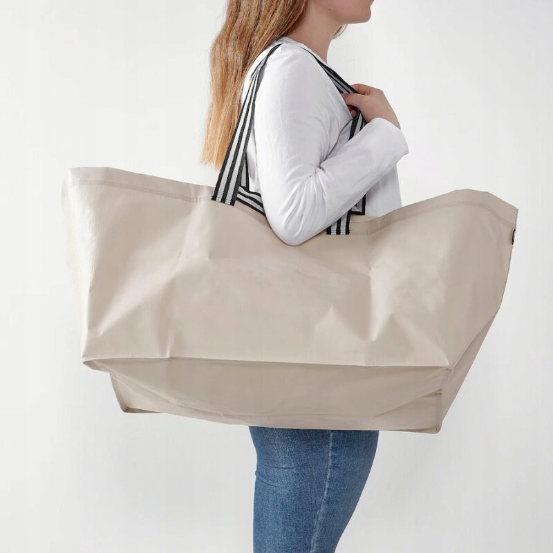 TORBA NA ZAKUPY DUŻA BEŻOWA 71 LITRÓW 57x37x39 CM - obrazek 3