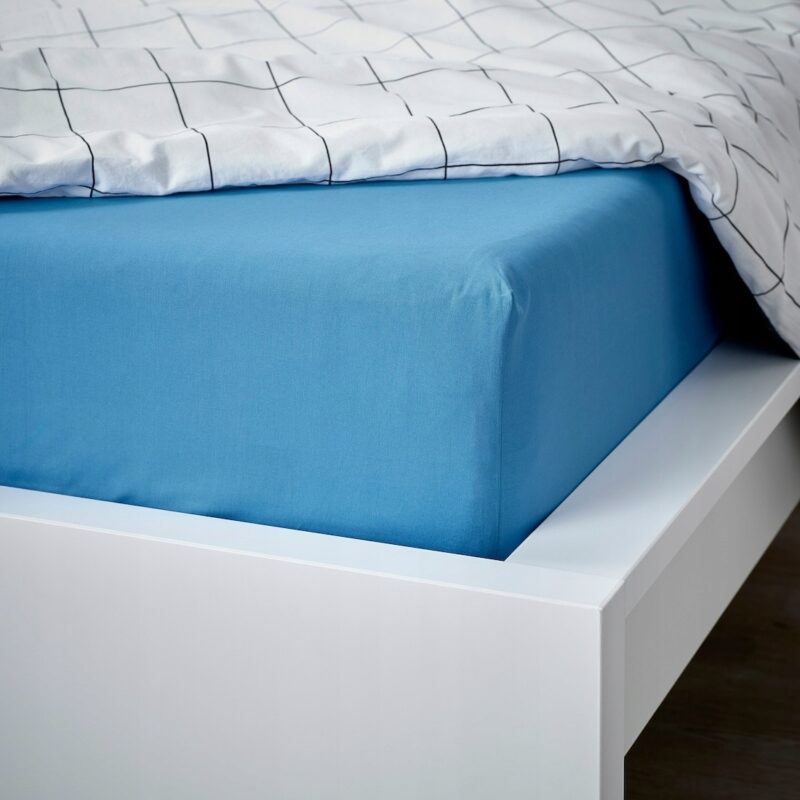 IKEA DVALA PRZEŚCIERADŁO Z GUMKĄ NIEBIESKIE 80x200 CM - obrazek 4