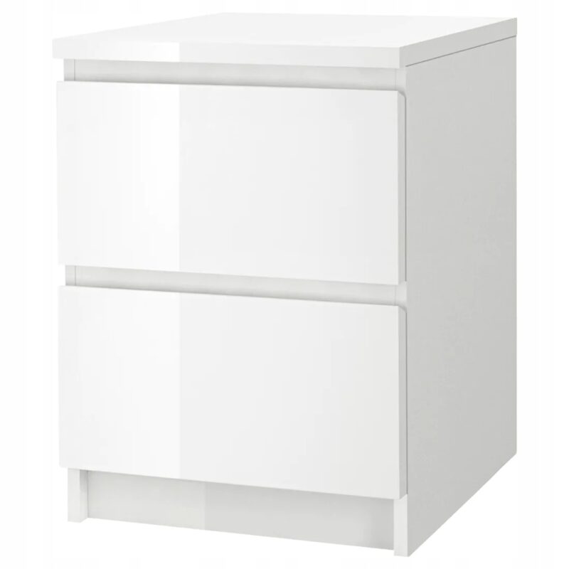 KOMODA MALM 2 SZUFLADY BIAŁY POŁYSK 40x55 CM