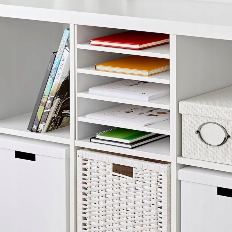 IKEA KALLAX WKŁAD Z 4 PÓŁKAMI BIAŁY 33X33 CM - obrazek 3
