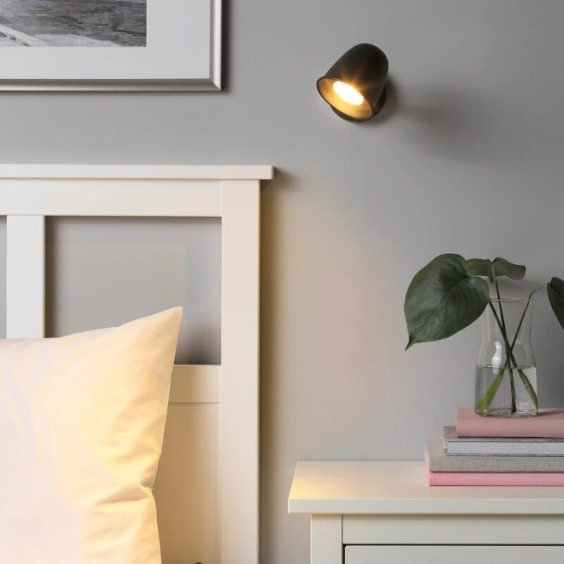 IKEA SKURUP LAMPA ŚCIENNA STALOWA CZARNA - obrazek 2