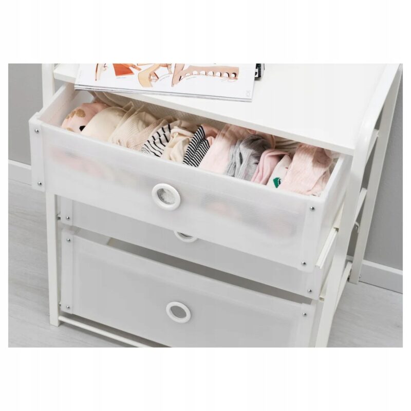 KOMODA LOTE 3 SZUFLADY BIAŁY 55x62 CM - obrazek 2