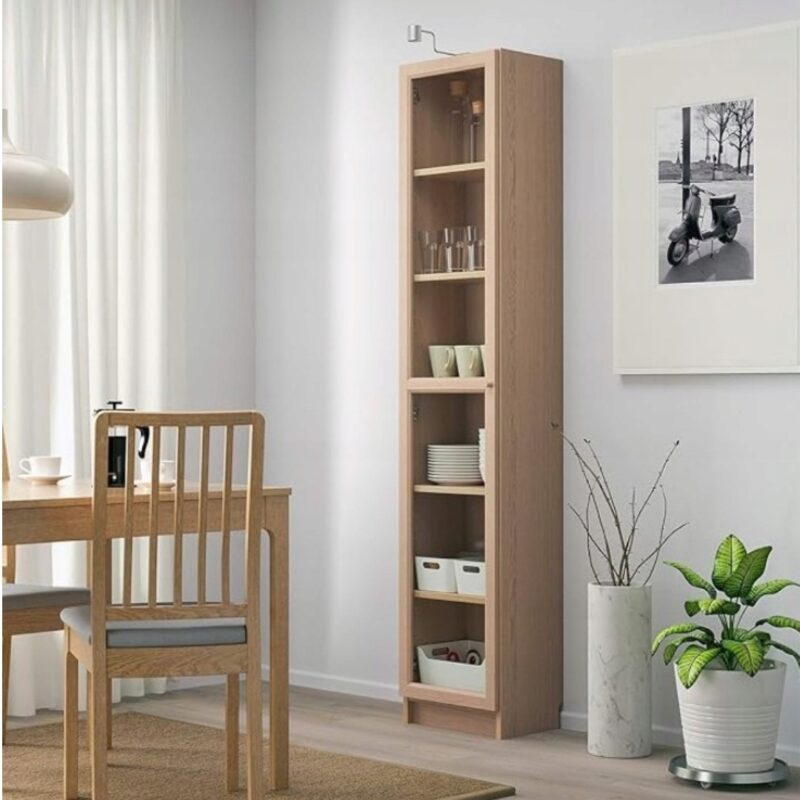 Billy Oxberg IKEA REGAŁ 40x30x202 SZKLANYMI IMITACJA DĄBU - obrazek 2