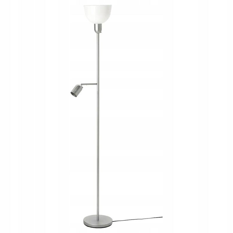 LAMPA PODŁOGOWA / DO CZYTANIA SREBRNA / BIAŁA