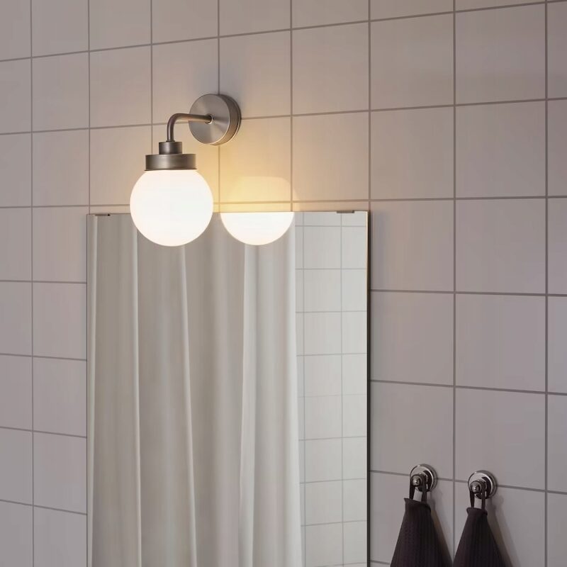 IKEA FRIHULT LAMPA ŚCIENNA STALOWA 14CM - obrazek 4