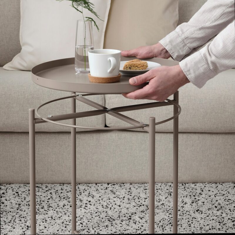 IKEA GLADOM STOLIK Z TACĄ SZARY / BEŻ 45x53 cm - obrazek 6