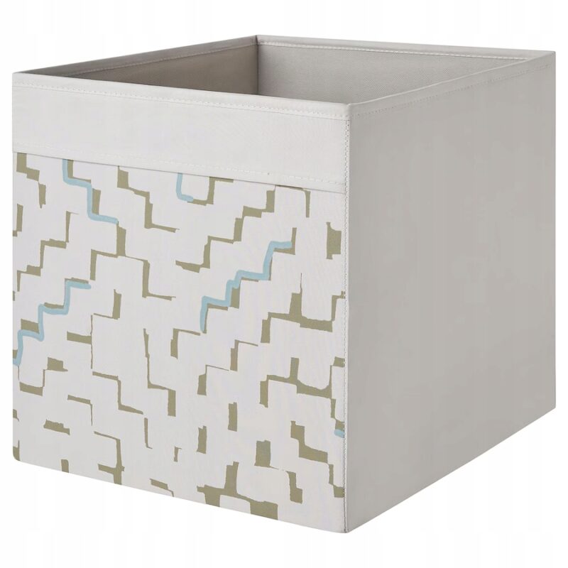 IKEA DRONA PUDEŁKO 33X38X33 CM BEŻOWY/WZÓR TURKUSOWY