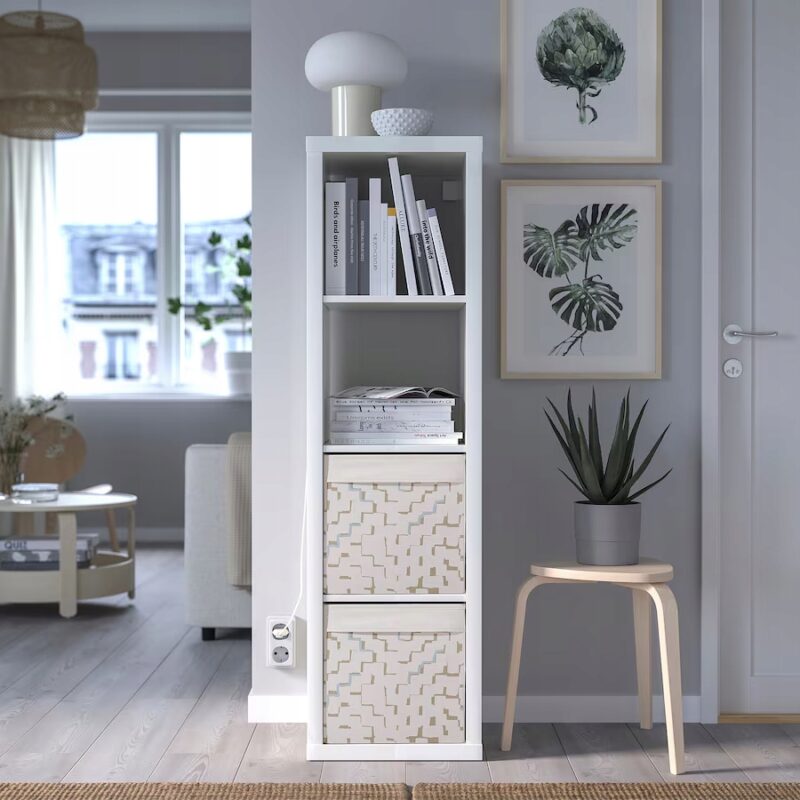 IKEA DRONA PUDEŁKO 33X38X33 CM BEŻOWY/WZÓR TURKUSOWY - obrazek 4
