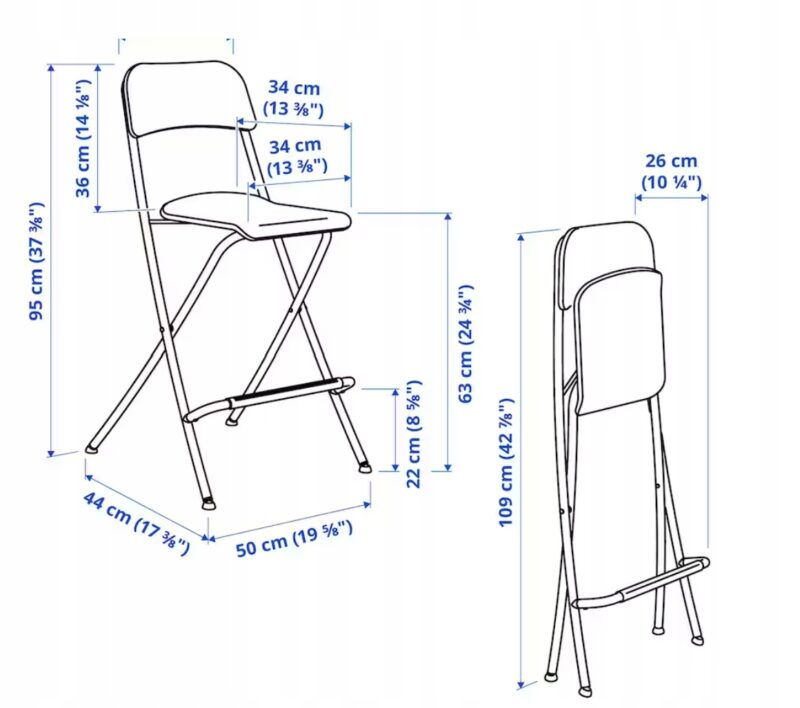 IKEA FRANKLIN TABORET SKŁADANY BIAŁY, HOKER 63CM - obrazek 10