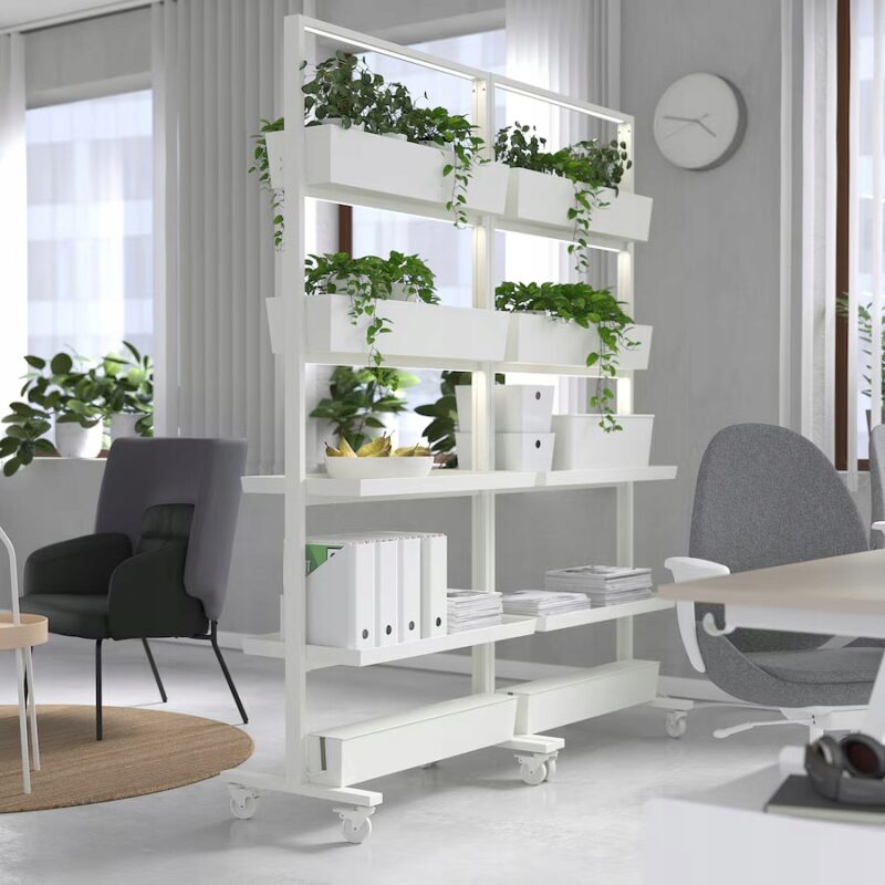 IKEA MITTZON RAMA Z PÓŁKA EKSP/POJEMNIK NA KABLE, BIAŁY, 85X205 CM - obrazek 3
