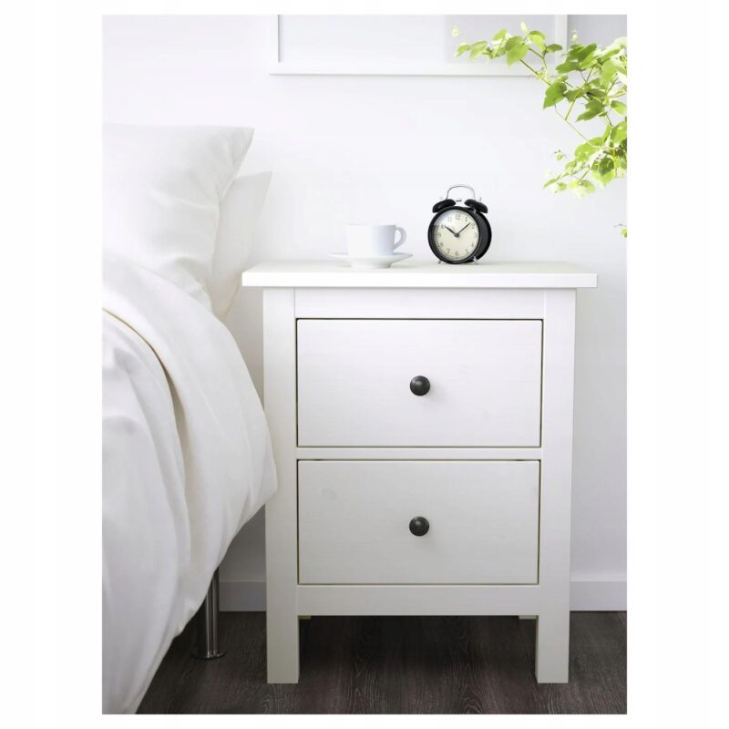 KOMODA HEMNES NA KÓŁKACH 2 SZUFLADY BIAŁY 54x66 CM - obrazek 5