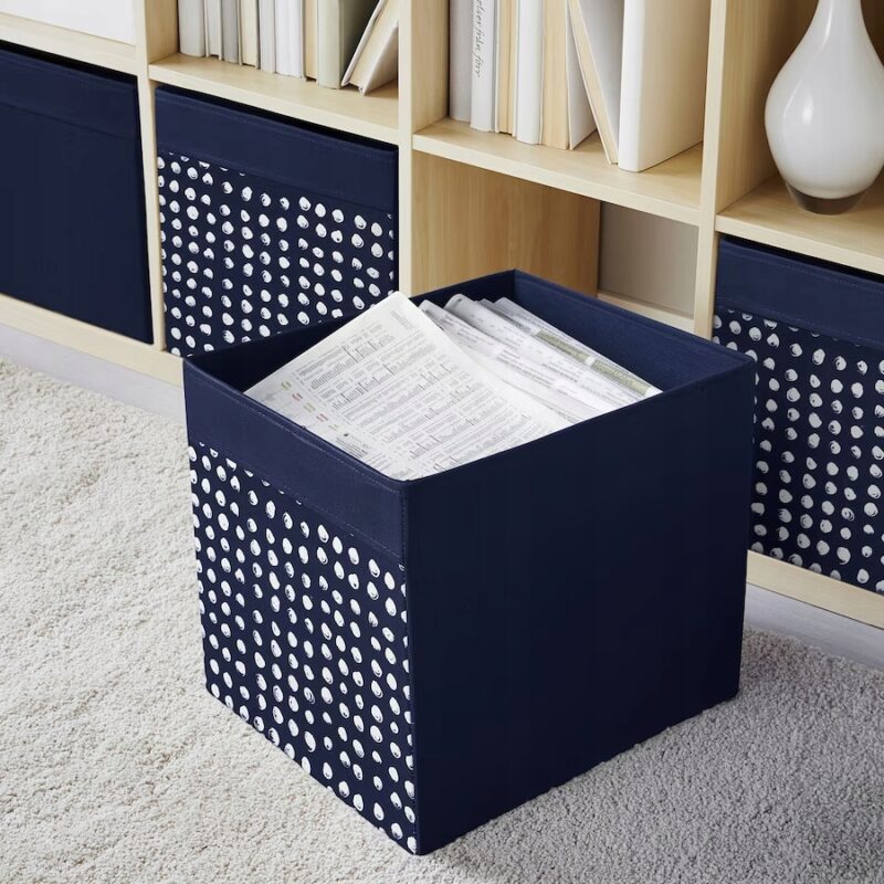 IKEA DRONA PUDEŁKO GRANATOWO-BIAŁE 33x38x33 CM - obrazek 2