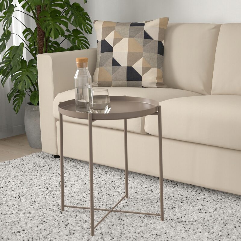 IKEA GLADOM STOLIK Z TACĄ SZARY / BEŻ 45x53 cm - obrazek 5