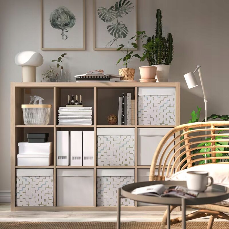 IKEA DRONA PUDEŁKO 33X38X33 CM BEŻOWY/WZÓR TURKUSOWY - obrazek 5