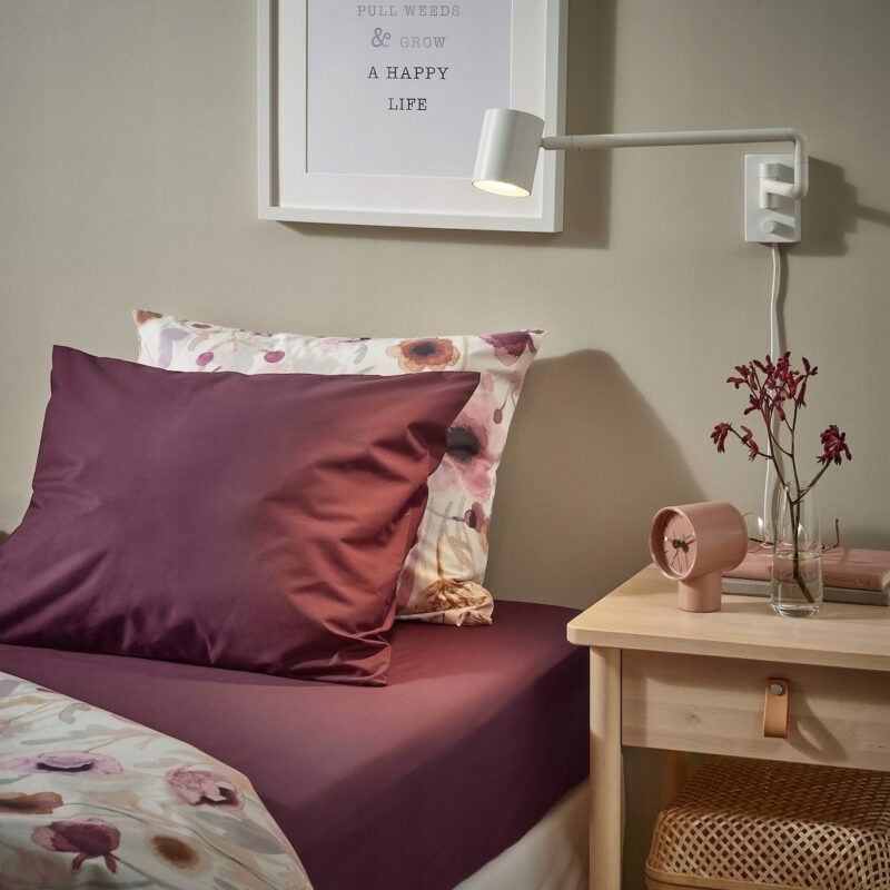 IKEA ULLVIDE PRZEŚCIERADŁO Z GUMKĄ CZERWONE BAWEŁNA 160x200 - obrazek 2