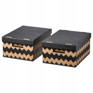 PUDEŁKO Z POKRYWKĄ CZARNE 28X37X18 CM 2 SZT.