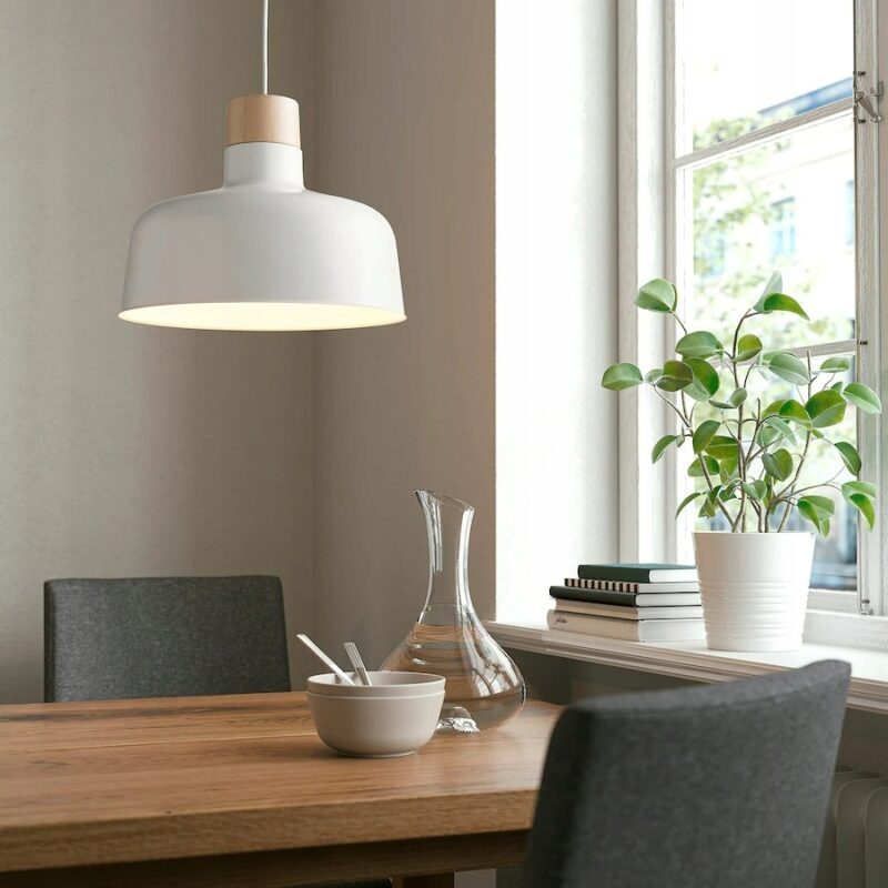 IKEA BUNKEFLO LAMPA WISZĄCA BIAŁA / BRZOZA 36 CM - obrazek 2